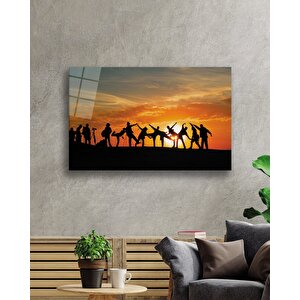 Gün Batımı Manzarasında Fotoğrafçılar Cam Tablo 90x60 cm