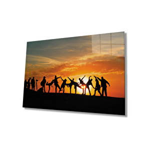 Gün Batımı Manzarasında Fotoğrafçılar Cam Tablo 50x70 cm