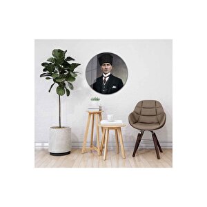 Atatürk Yuvarlak Cam Tablo 4mm Dayanıklı Temperli Cam 60x60 cm