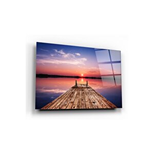 Iskelede Gün Batımı Cam Tablo 50x70 cm