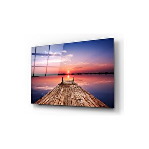 Iskelede Gün Batımı Cam Tablo 50x70 cm