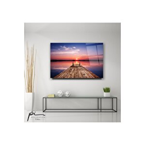 Iskelede Gün Batımı Cam Tablo 50x70 cm
