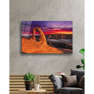 Gün Batımı Dağ Manzara Cam Tablo 50x70 cm