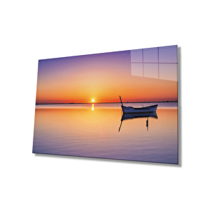 Gün Batımı Manzarası Kayık Sunset Landscape Kayak Table 36x23 cm