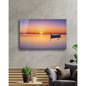 Gün Batımı Manzarası Kayık Sunset Landscape Kayak Table 36x23 cm