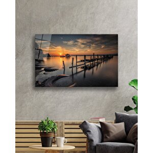 Gün Batımı Deniz Manzarası Cam Tablo 36x23 cm