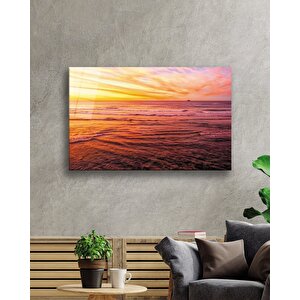 Gün Batımı Deniz Manzaralı Cam Tablo 36x23 cm