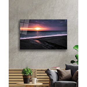 Gün Batımı Sahil Cam Tablo Sunset Beach Table 50x70 cm