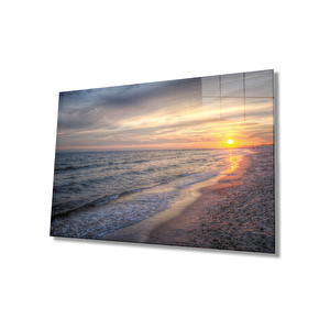 Denizde Gün Batımı Cam Tablo 90x60 cm