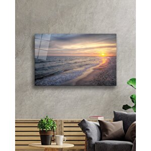 Denizde Gün Batımı Cam Tablo 90x60 cm