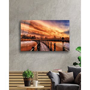 Gün Batımı Manzarasında Ahşap Köprü 36x23 cm