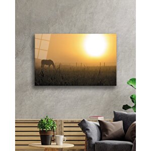 Gün Batımı At Cam Tablo Sunset Horse Table 90x60 cm