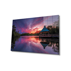 Gün Batımı Manzara Kamelya Cam Tablo 36x23 cm
