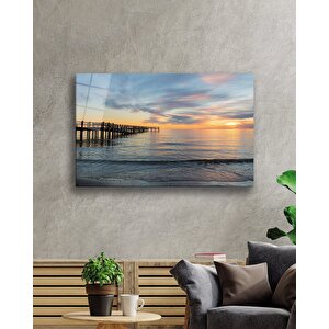 Gün Batımı Deniz İskele Cam Tablo 50x70 cm