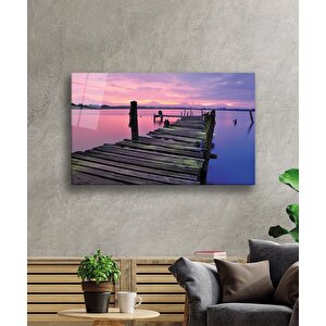 Gün Batımı İskele Cam Tablo Sunset Pier 90x60 cm