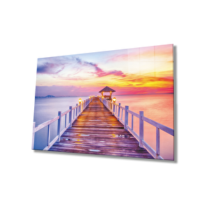 Gün Batımı Deniz İskele Cam Tablo 50x70 cm