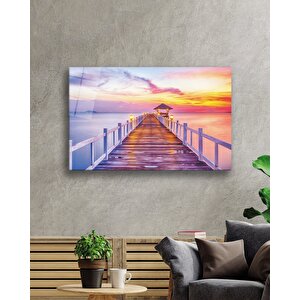 Gün Batımı Deniz İskele Cam Tablo 50x70 cm