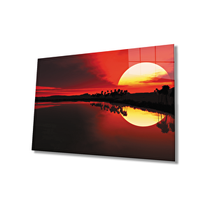 Gün Batımı Yansıma Cam Tablo 36x23 cm
