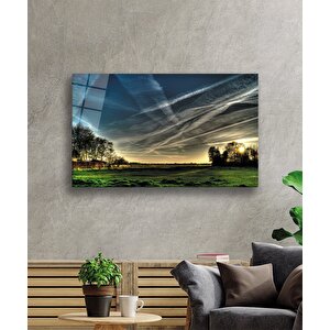 Gün Batımı Manzara Gökyüzü Cam Tablo 36x23 cm