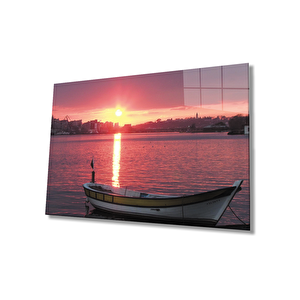 Gün Batımında Denizde Kayıkmanzarasıcam Tablo 50x70 cm