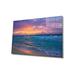 Gün Batımında Deniz Cam Tablo 36x23 cm