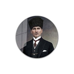 Atatürk Yuvarlak Cam Tablo 4mm Dayanıklı Temperli Cam 30x30 cm