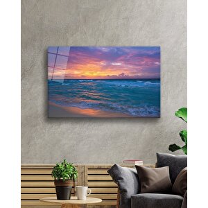 Gün Batımında Deniz Cam Tablo 50x70 cm