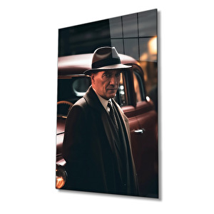 Yapay Zeka Atatürk Portresi Cam Tablo Ev Ve Ofis Duvar Dekoru 36x23 cm