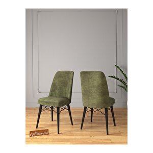 Fixed Lex Siyah Mermer 4 Haki  Sandalye 70x110 Sabit Yemek Masası Haki