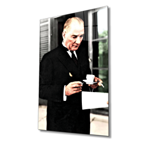 Atatürk Portresi Cam Tablo Ev Ve Ofis Duvar Dekoru 50x70 cm