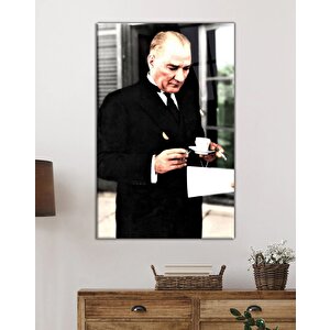 Atatürk Portresi Cam Tablo Ev Ve Ofis Duvar Dekoru 50x70 cm