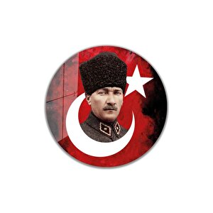 Atatürk Cam Tablo Yuvarlak 4mm Dayanıklı Temperli Cam 30x30 cm