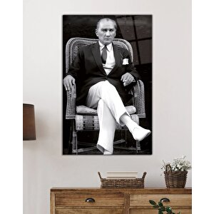 Atatürk Portresi Cam Tablo Ev Ve Ofis Duvar Dekoru 50x70 cm