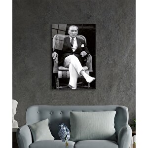 Atatürk Portresi Cam Tablo Ev Ve Ofis Duvar Dekoru 90x60 cm