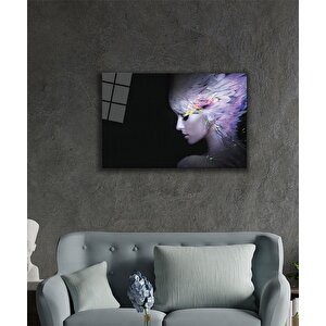 Kuğu Kadın Cam Tablo Women Swan 36x23 cm
