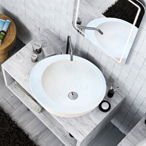 Beyaz Limestone Honlu Eğimli Çanak Lavabo Ntrstc07
