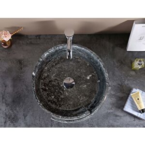 Siyah Cilalı Mermer Özel Tasarım Çanak Lavabo Ntrvs29