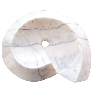 Carrara Beyaz Mermer Cilalı Salyangoz Çanak Lavabo Ntrvs06