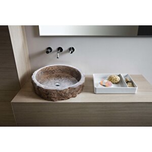 Silver Traverten El Yapımı Patlatma Çanak Lavabo Ntrvs13