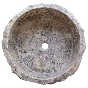 Silver Traverten El Yapımı Patlatma Çanak Lavabo Ntrvs13