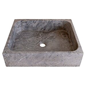 Tundra Gri Honlu Mermer Dikdörtgen Lavabo Ntrvs14