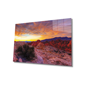Dağda Gün Batımı Cam Tablo Sunset On The Mountain Table 110x70 cm