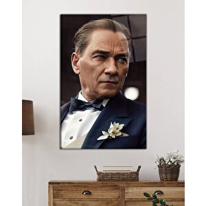 Yapay Zeka Atatürk Portresi Cam Tablo Ev Ve Ofis Duvar Dekoru