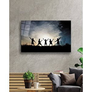 Gün Batımında Çocuklar Cam Tablo Kids Table At Sunset 90x60 cm