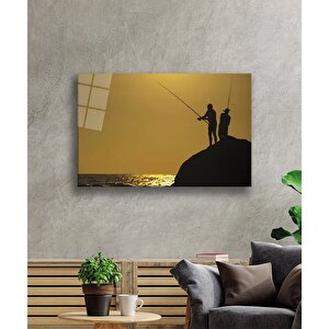 Günbatımıbalık Tutanarkadaşlar Cam Tablo 90x60 cm
