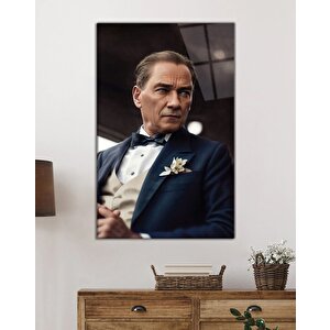Yapay Zeka Atatürk Portresi Cam Tablo Ev Ve Ofis Duvar Dekoru 110x70 cm