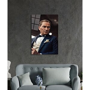 Yapay Zeka Atatürk Portresi Cam Tablo Ev Ve Ofis Duvar Dekoru 110x70 cm