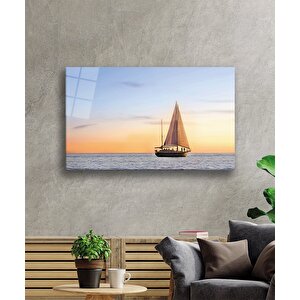 Gün Batımı Deniz Yelken Cam Tablo Sunset Sea Sail 50x70 cm