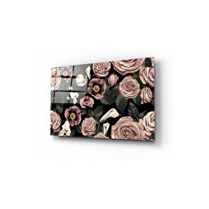 Gül Desen Cam Tablo 50x70 cm