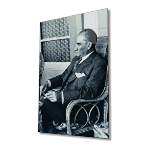 Atatürk Portresi Cam Tablo Ev Ve Ofis Duvar Dekoru 110x70 cm